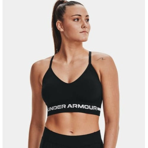 Under Armour Women's Seamless Low Long Sports Bra - Black/Halo Grey