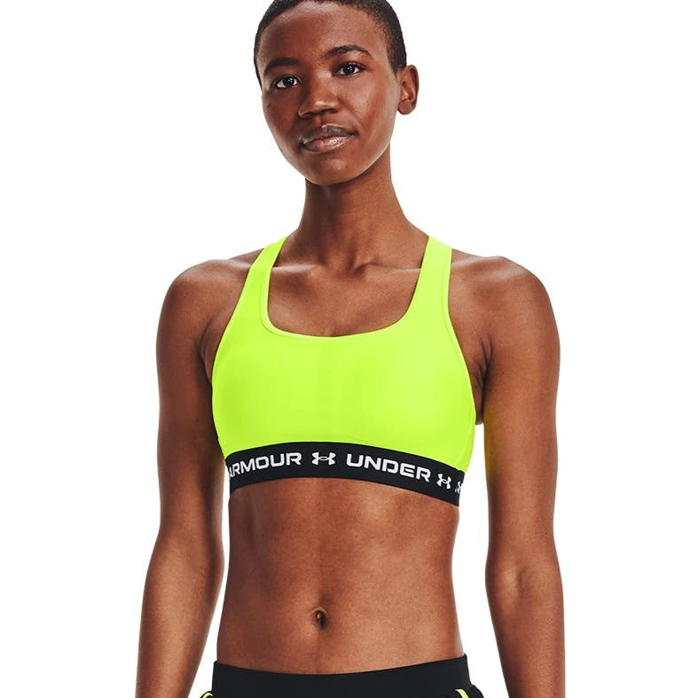 Under Armour Women's Crossback Mid Bra - High-Vis Yellow/Black/White