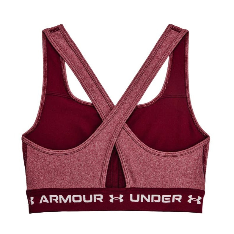 Under Armour Women's Crossback Mid Heather Sports Bra - League Red Light Heather/League Red/Micro Pink