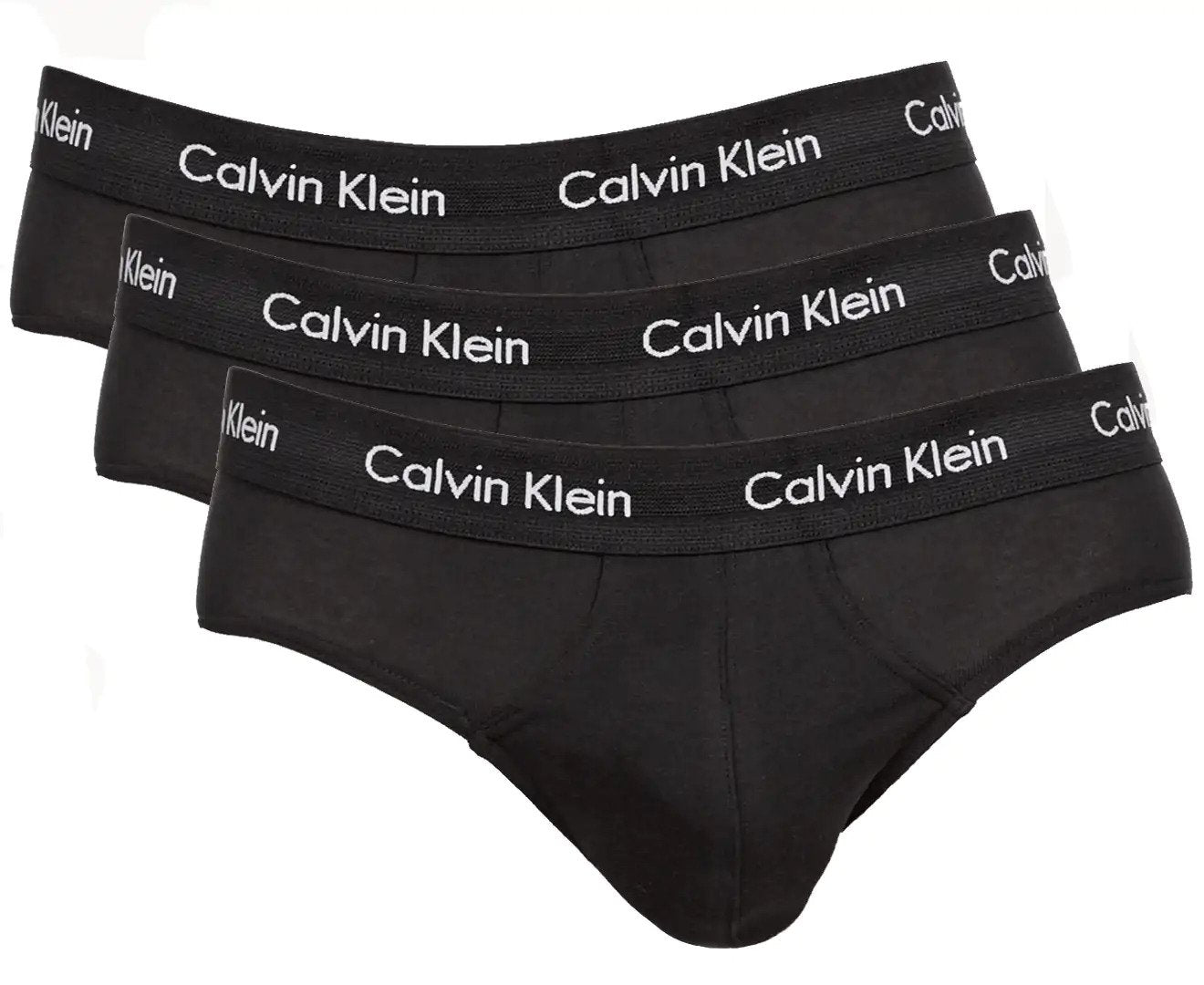 Calvin Klein Men's Underwear Cotton Stretch Hip Brief 3 Pack, Black/Black/Black