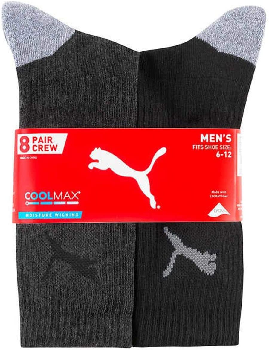 Puma Men's Crew Sock 8 pair Black