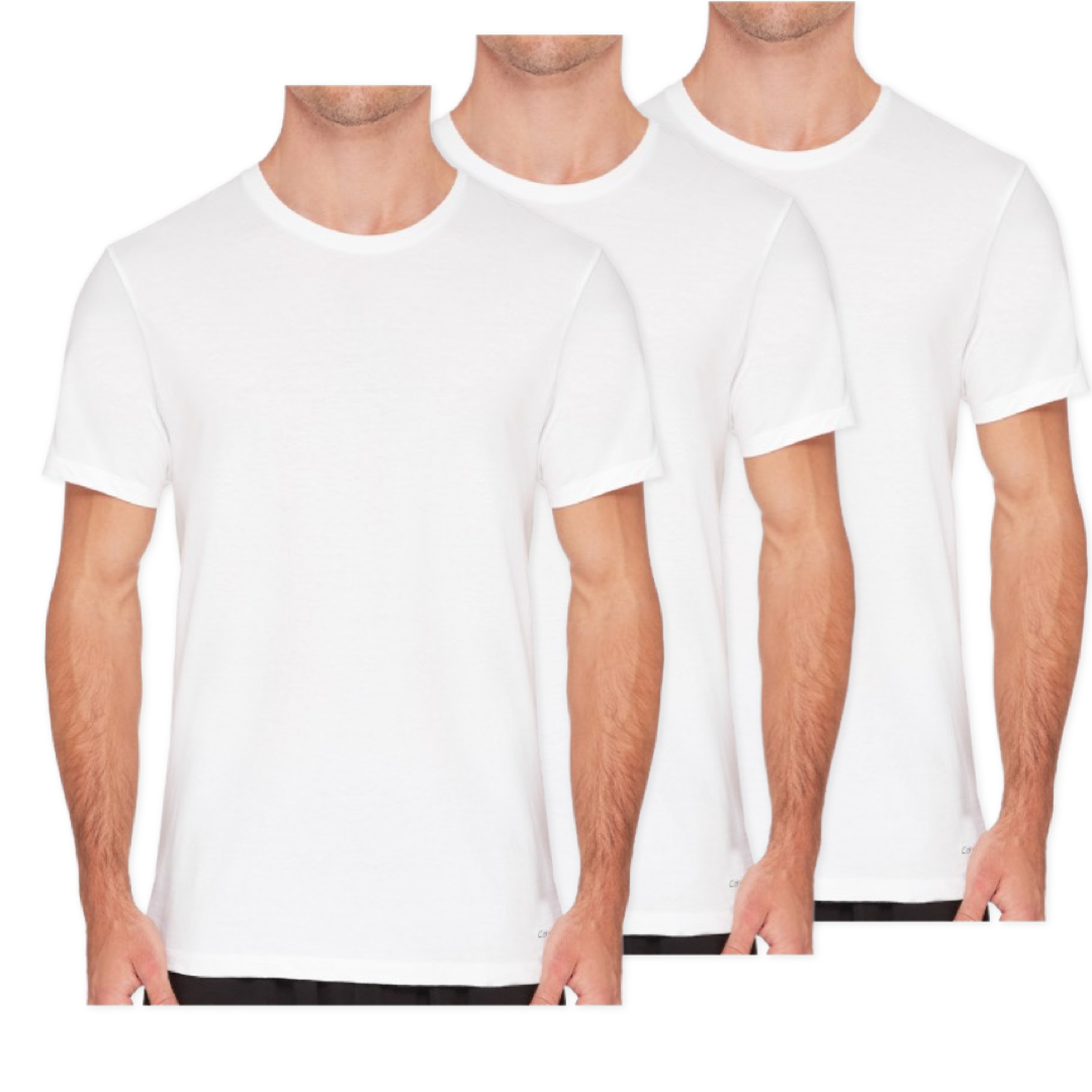Calvin Klein Men's Cotton Crew Neck Classic Fit T-Shirts 3 Pack Tees - White/White/White